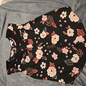 Candie's Black and Pink Floral Top Size XS